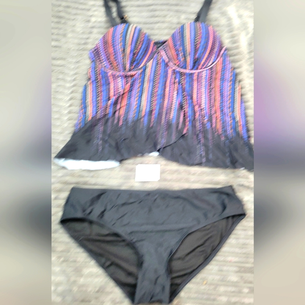 Striped Multicolor Tankini Set